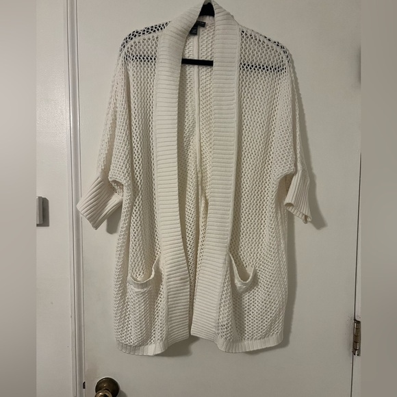 Maternity Pea In The Pod Cozy White Open-Knit Cardigan sz M with pockets (M125) - Picture 1 of 9